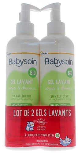 Babysoin Gel lavant corps et cheveux bio Cooper - lot de 2 flacons-pompe de 500ml
