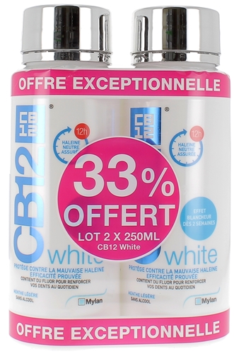 Bain de bouche White CB12 - Lot de 2 x 250 ml