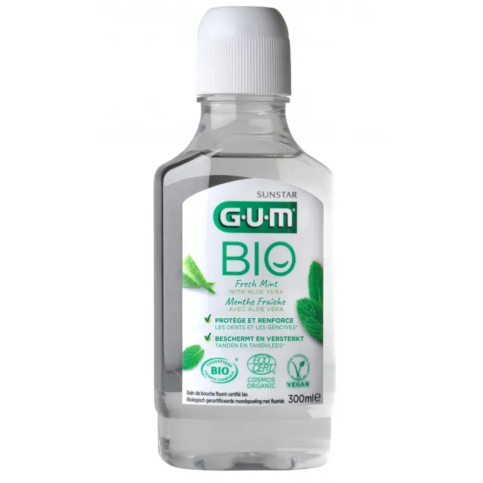 Bain de bouche fluoré menthe fraîche bio GUM - flacon de 300ml