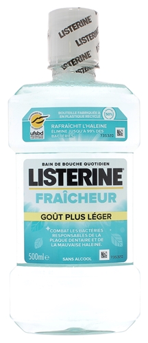 Bain de bouche quotidien Fraîcheur Goût plus léger Listerine - flacon de 500 ml