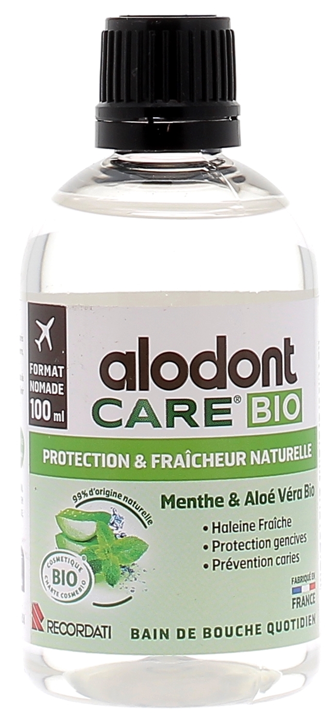 Bain de bouche quotidien protection & fraîcheur naturelle bio Alodont Care - flacon de 100 ml