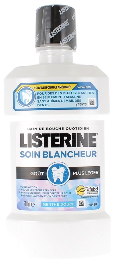 Bain de bouche soin blancheur Listerine - flacon de 500 ml