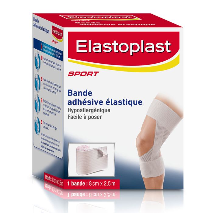 Bande adhésive élastique sport Elastoplast - bande de 8cm x 2,5 cm