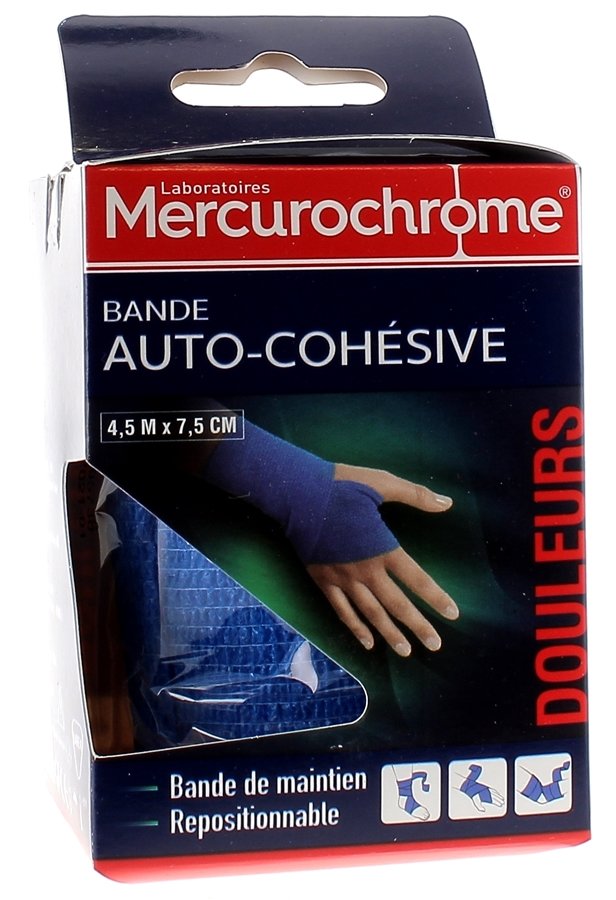 Bande auto-cohésive 4,5 m x 7,5 cm Mercurochrome - une bande