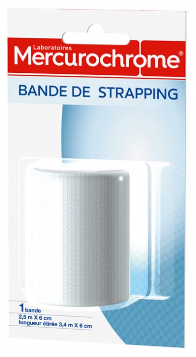 Bande de strapping Mercurochrome - 1 bande de 2,5m x 6cm