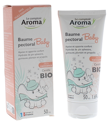 Baume pectoral baby bio Le Comptoir Aroma - massage dès la naissance