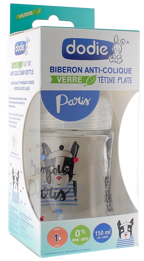 Biberon Anti-colique Verre Sensation Débit 1 Dodie Modèle Paris - biberon de 150 ml