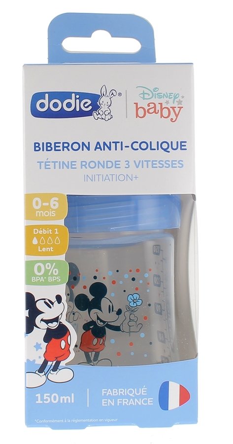 Biberon anti-colique Disney Baby Mickey 3 vitesses débit 1 0-6 mois Dodie - biberon de 150ml