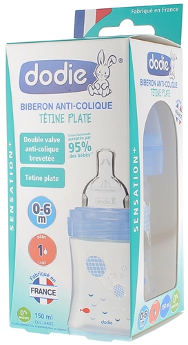 Biberon Sensation+ débit lent mer 0-6mois Dodie - Biberon de 150ml