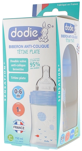 Dodie Biberon Anti-Colique Tétine Plate 0-6mois Mer 270ml