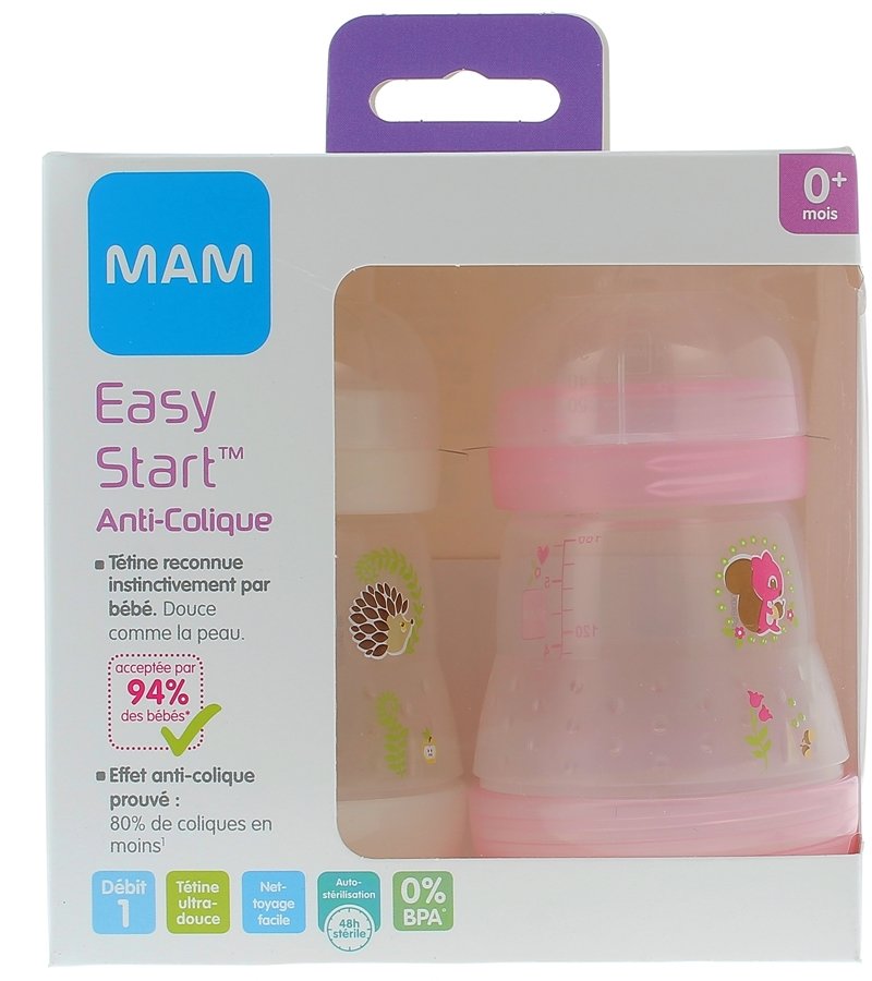 Biberon MAM Easy Start débit lent - Anti colique - Dès la naissance