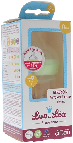 Biberon anti-colique Ergosense 0 mois et + Luc et Léa - un biberon de 150 ml