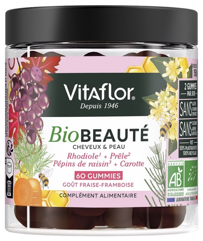 BioBeauté cheveux & peau bio Vitaflor - pot de 60 gummies