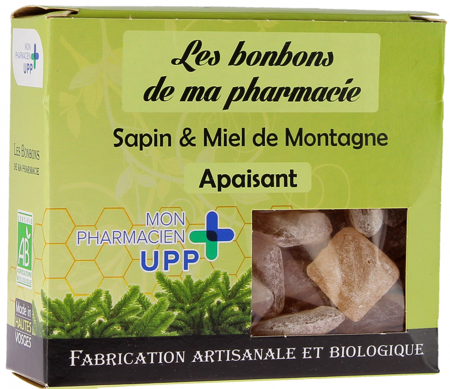 Bonbons Sapin & Miel de montagne apaisants Les bonbons de ma pharmacie - boite de 130g