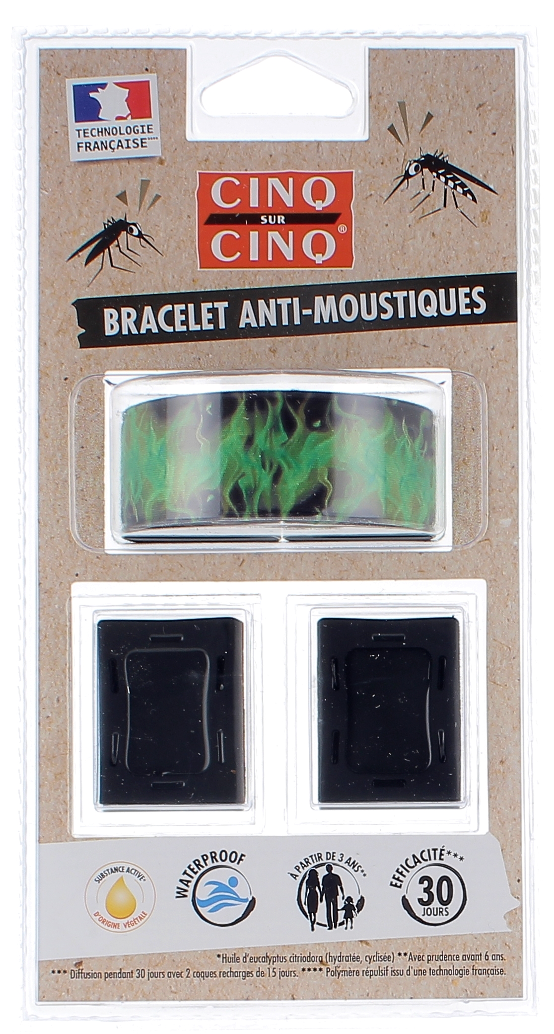 Bracelet anti-moustiques Sport Cinq sur Cinq - Un bracelet + 2 recharges