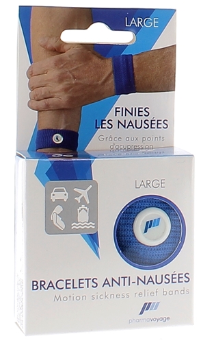 Bracelet anti-nausées adulte bleu taille large Pharmavoyage - une paire de bracelet
