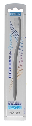Brosse à dents en plastique recyclé médium Elgydium - une brosse à dents