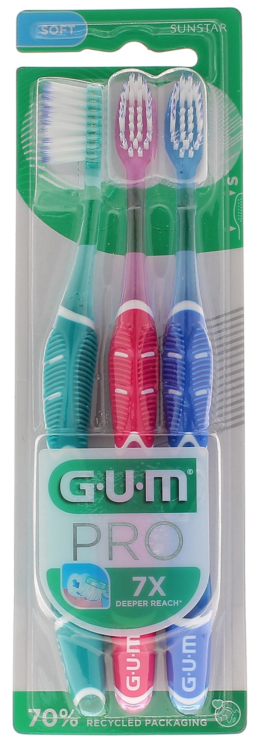 Brosse à dents souple PRO Gum - lot de 3 brosses à dents