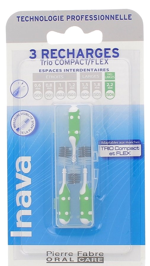 Brossettes interdentaires 2.2 mm Trio Compact et Flex Inava - 3 recharges