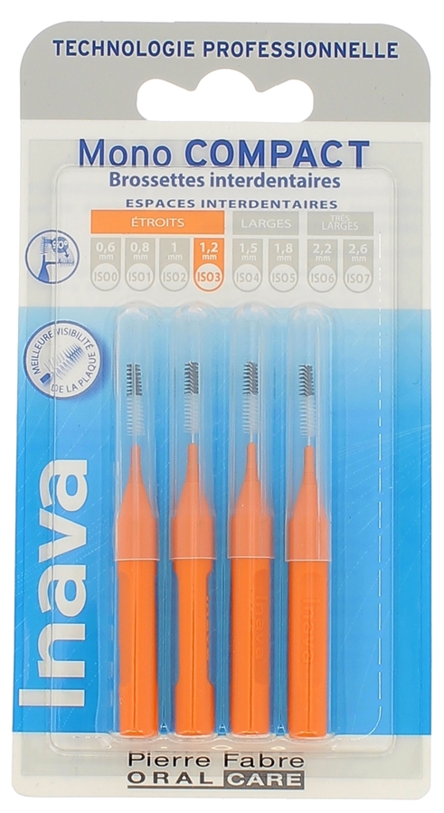Inava Mono Compact Brossettes interdentaires éliminer la plaque dentaire