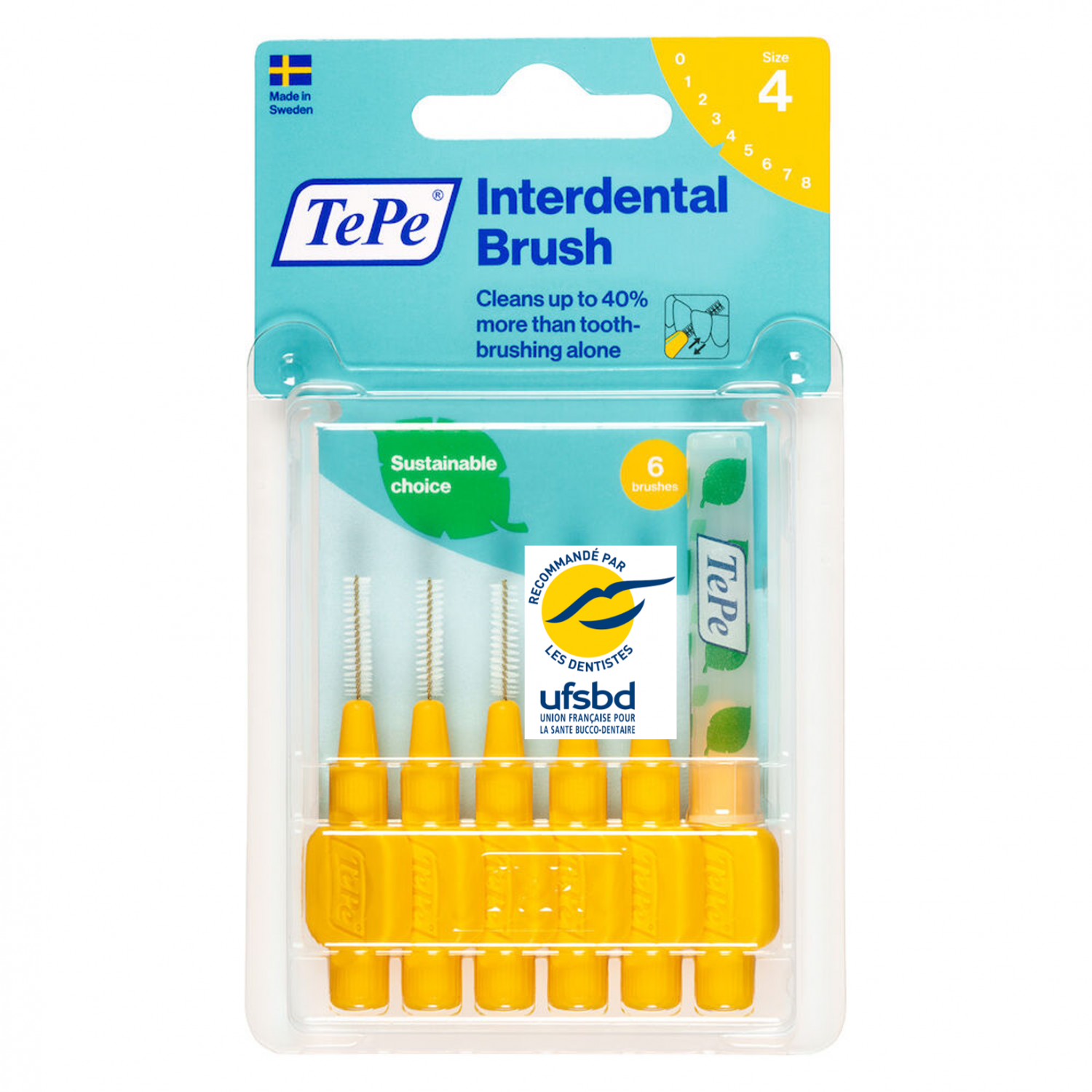 Brossettes interdentaires jaune 0.7 mm taille 4 Tepe