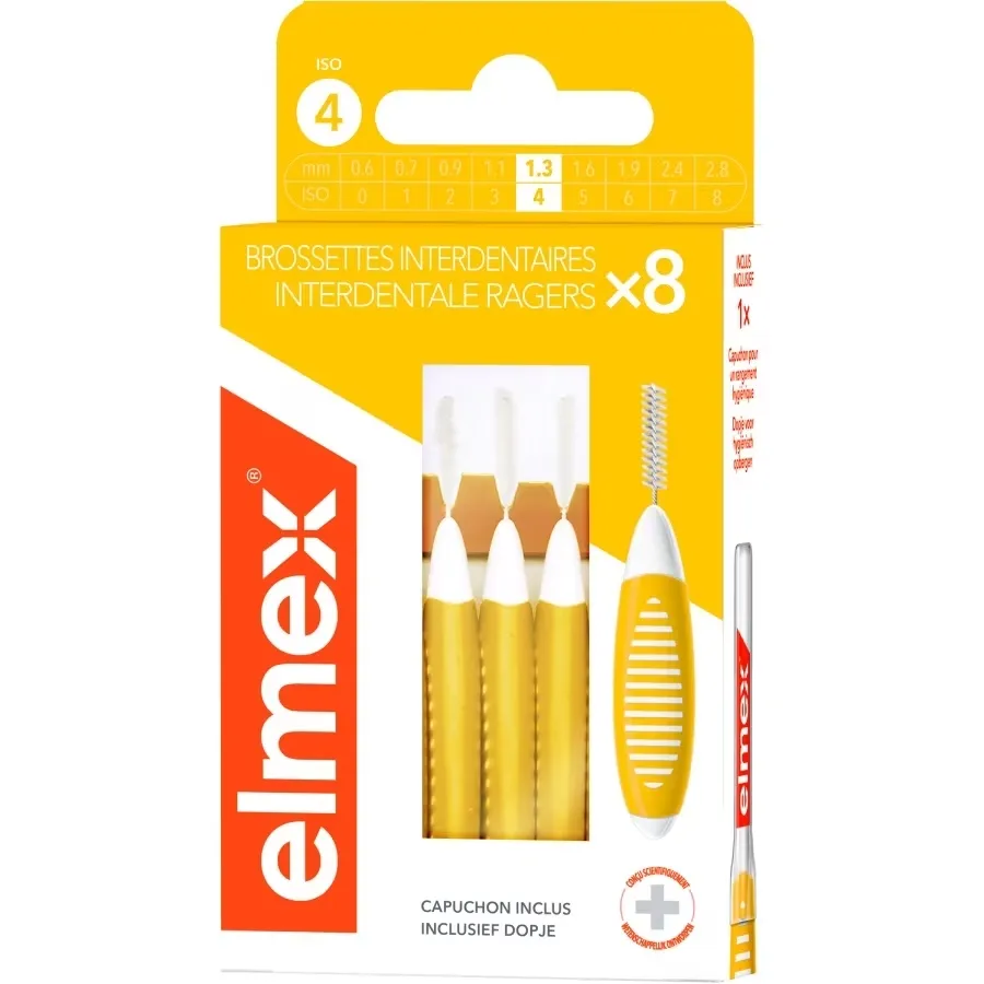 Brossettes interdentaires jaune taille 4 (1,3mm) Elmex - boite de 8 brossettes