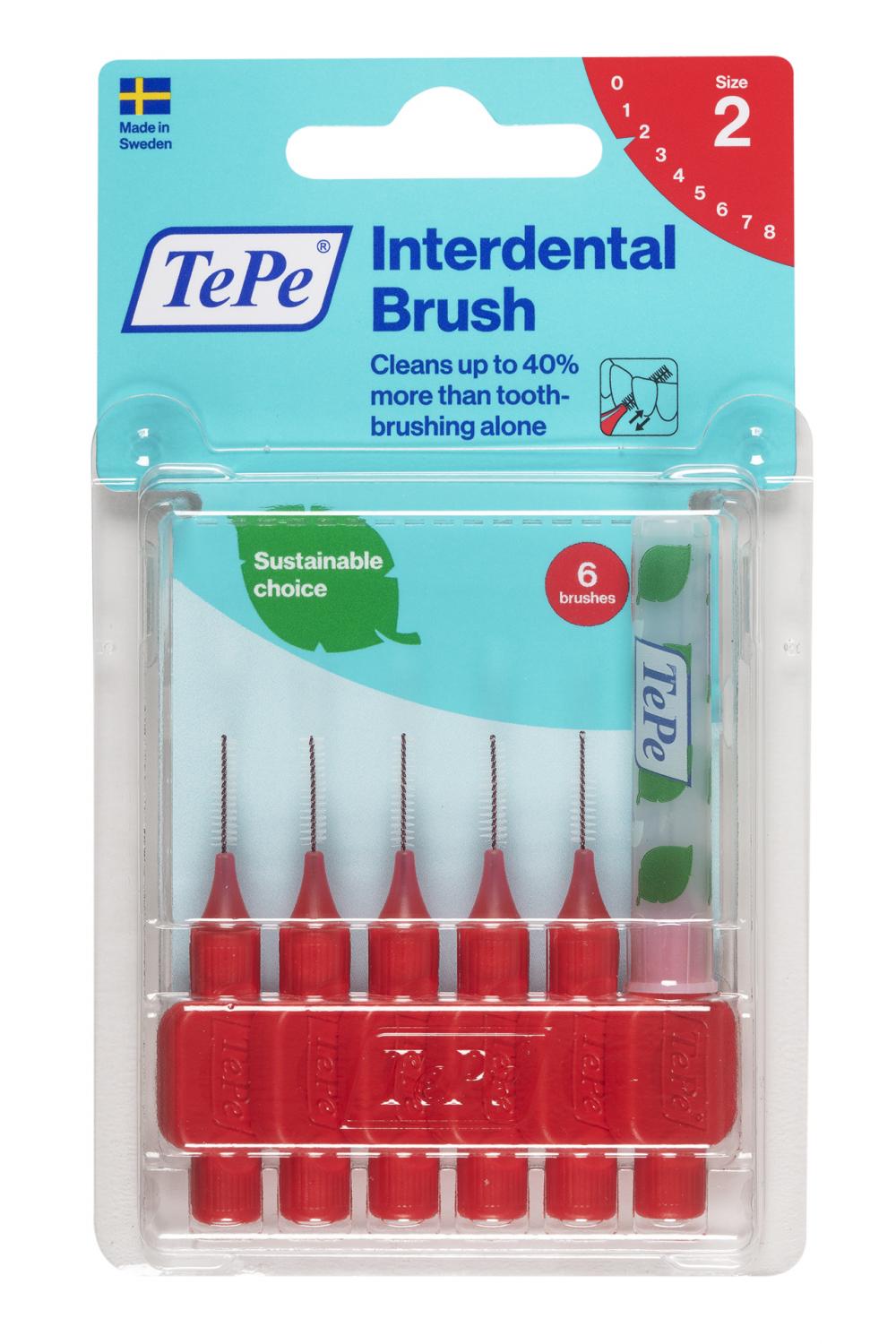 Brossettes interdentaires originales rouge taille 2 (0.5mm) TePe - 6 brossettes