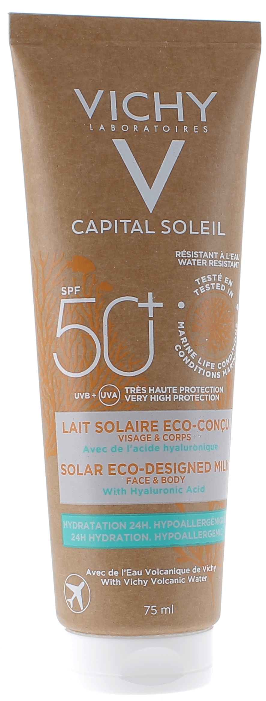 Capital Soleil Lait solaire éco-conçu SPF50+ Vichy - tube de 75ml format voyage