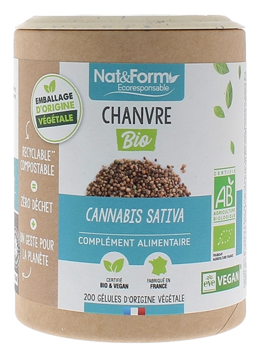 Chanvre bio Nat&Form - pot de 200 gélules