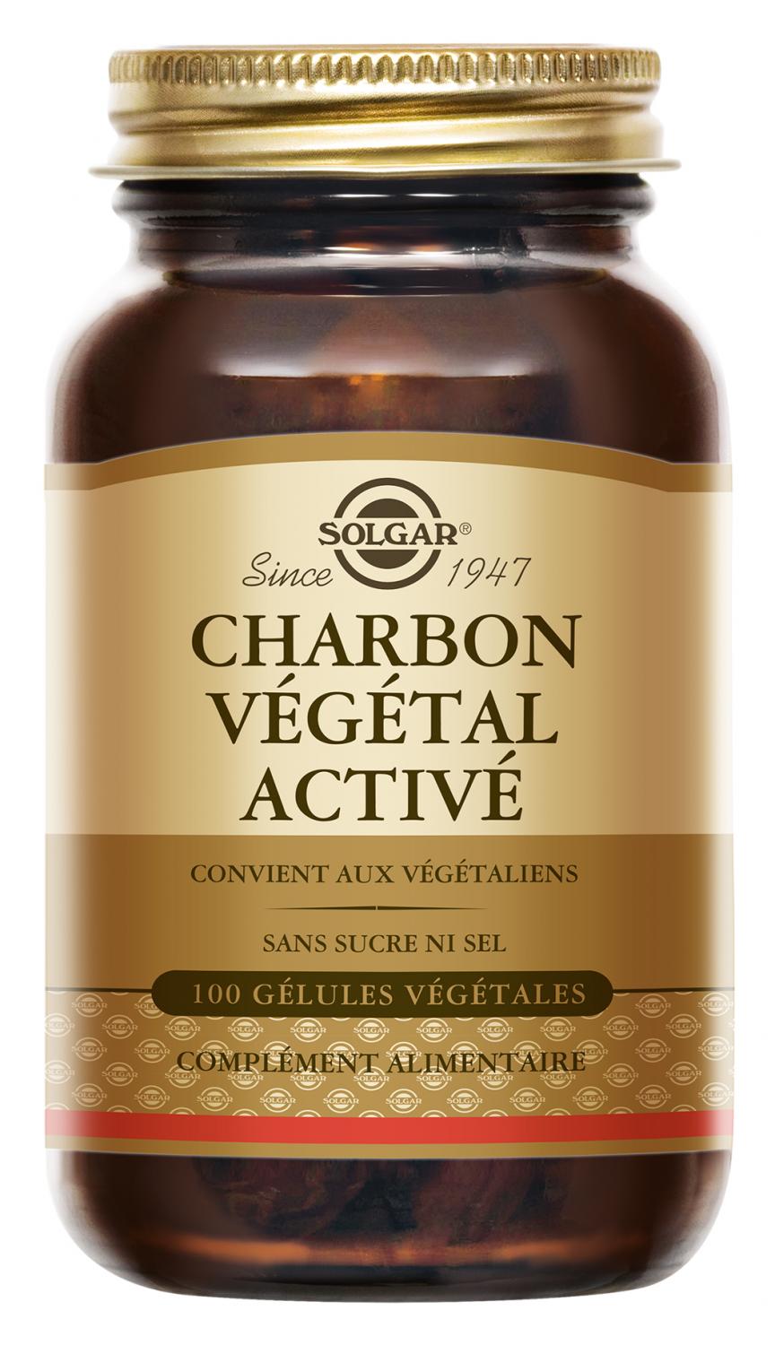 Charbon Végétal Activé Solgar - boîte de 100 gélules