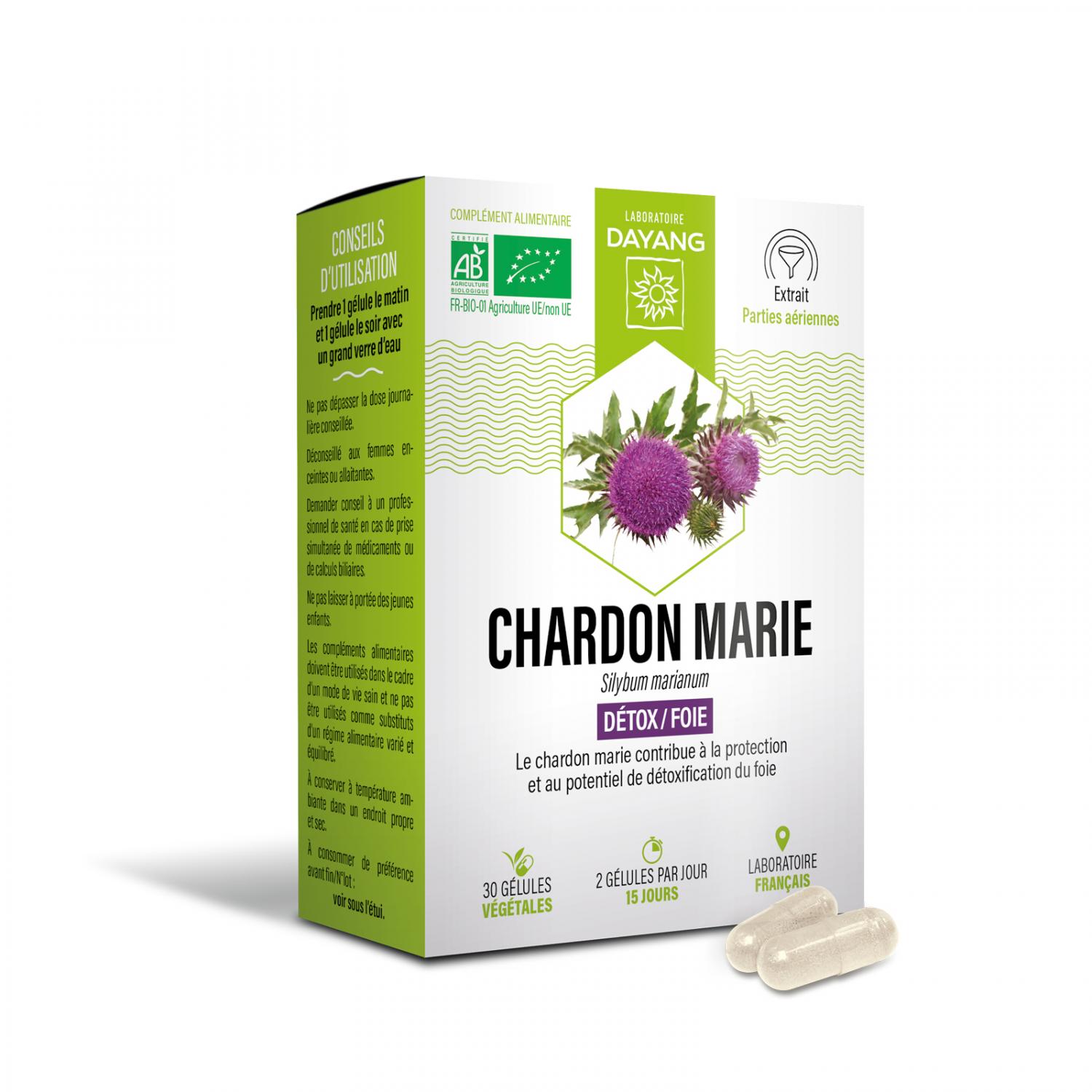 Charbon marie bio Dayang - boite de 30 gélules