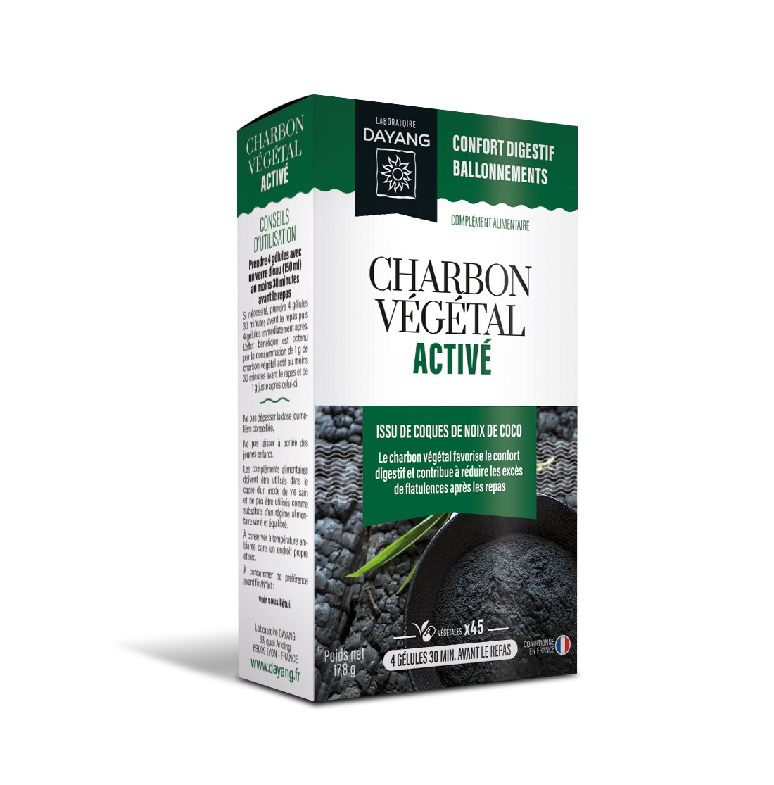 Charbon végétal activé Dayang - boîte de 45 gélules