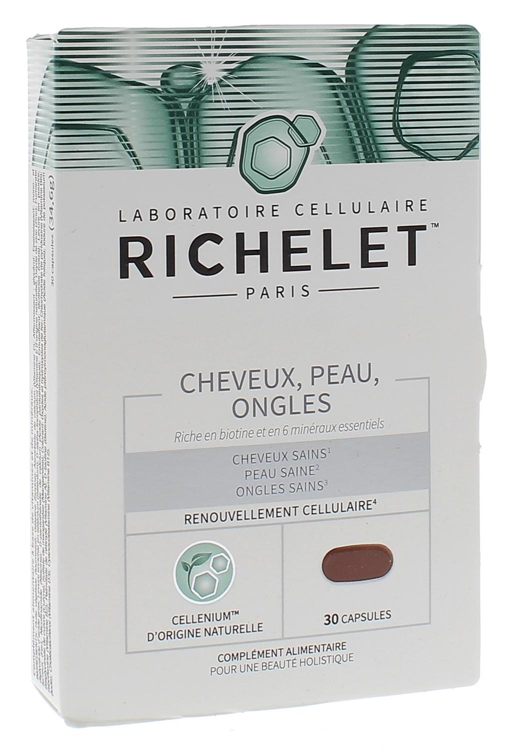 Cheveux peau ongles Richelet - boîte de 30 capsules