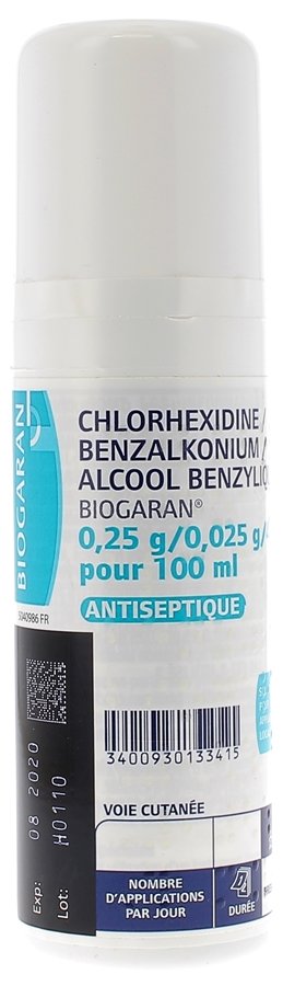 Chlorhexidine antiseptique Biogaran - flacon de 100 ml