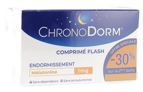 Chronodorm mélatonine 1 mg Iprad - 2 boites de 30 comprimés