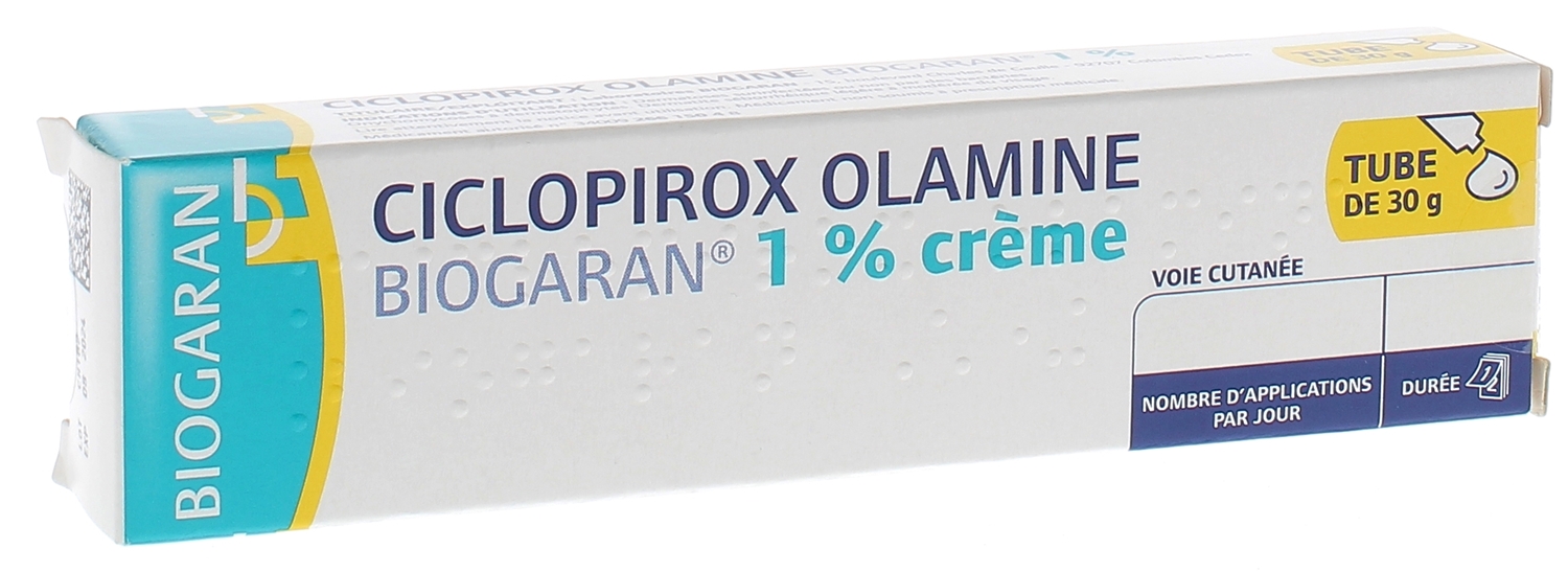 Ciclopirox olamine crème 1 Biogaran traitement de la dermatite
