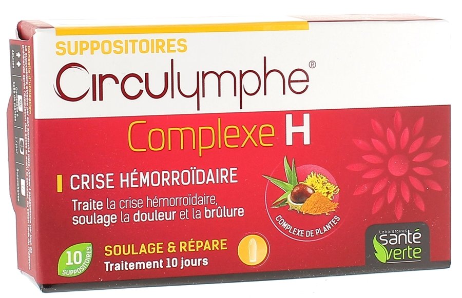 Circulymphe Complexe H Crise hémorroïdaire Santé verte - 10 suppositoires