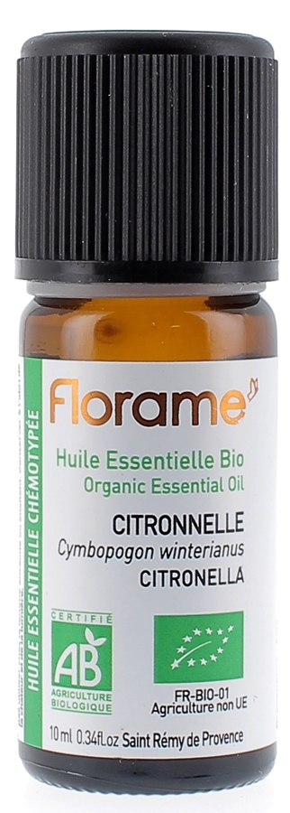 Citronnelle huile essentielle bio Florame - flacon de 10 ml