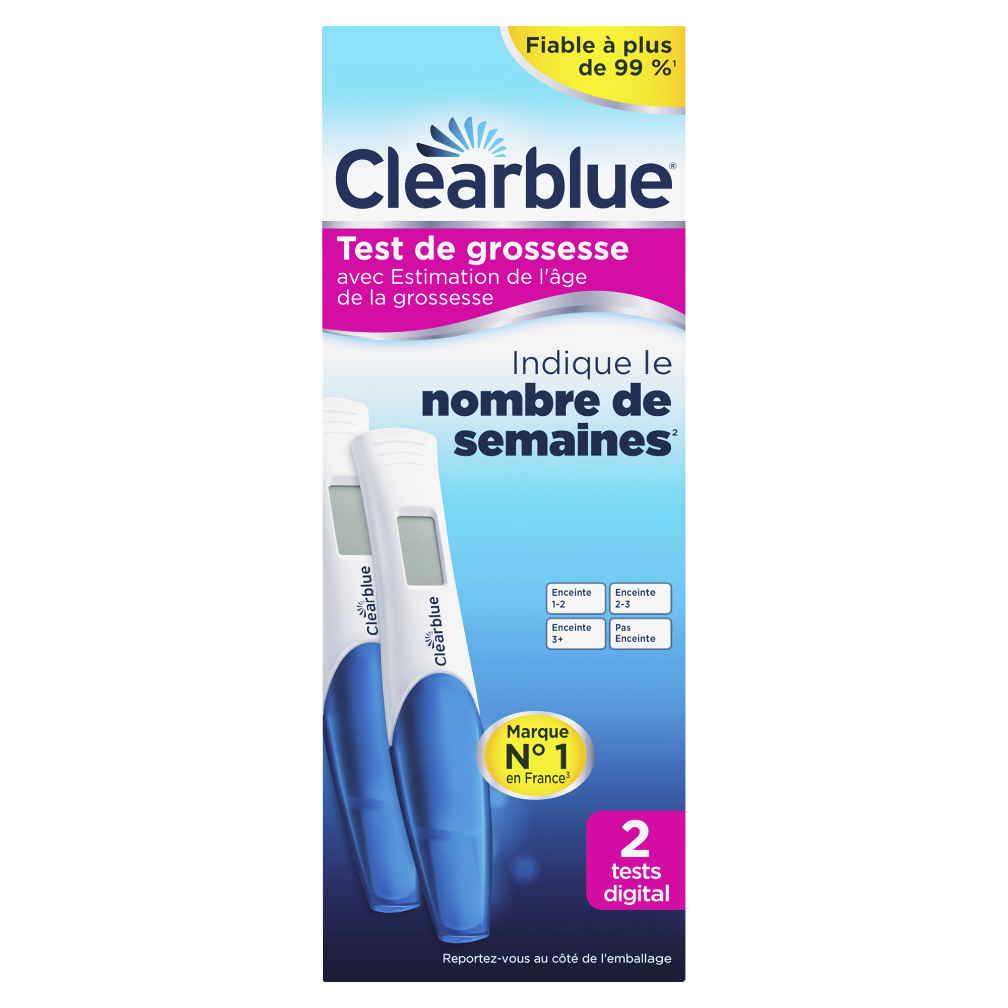 Clearblue digital test de grossesse - boite de 2 tests