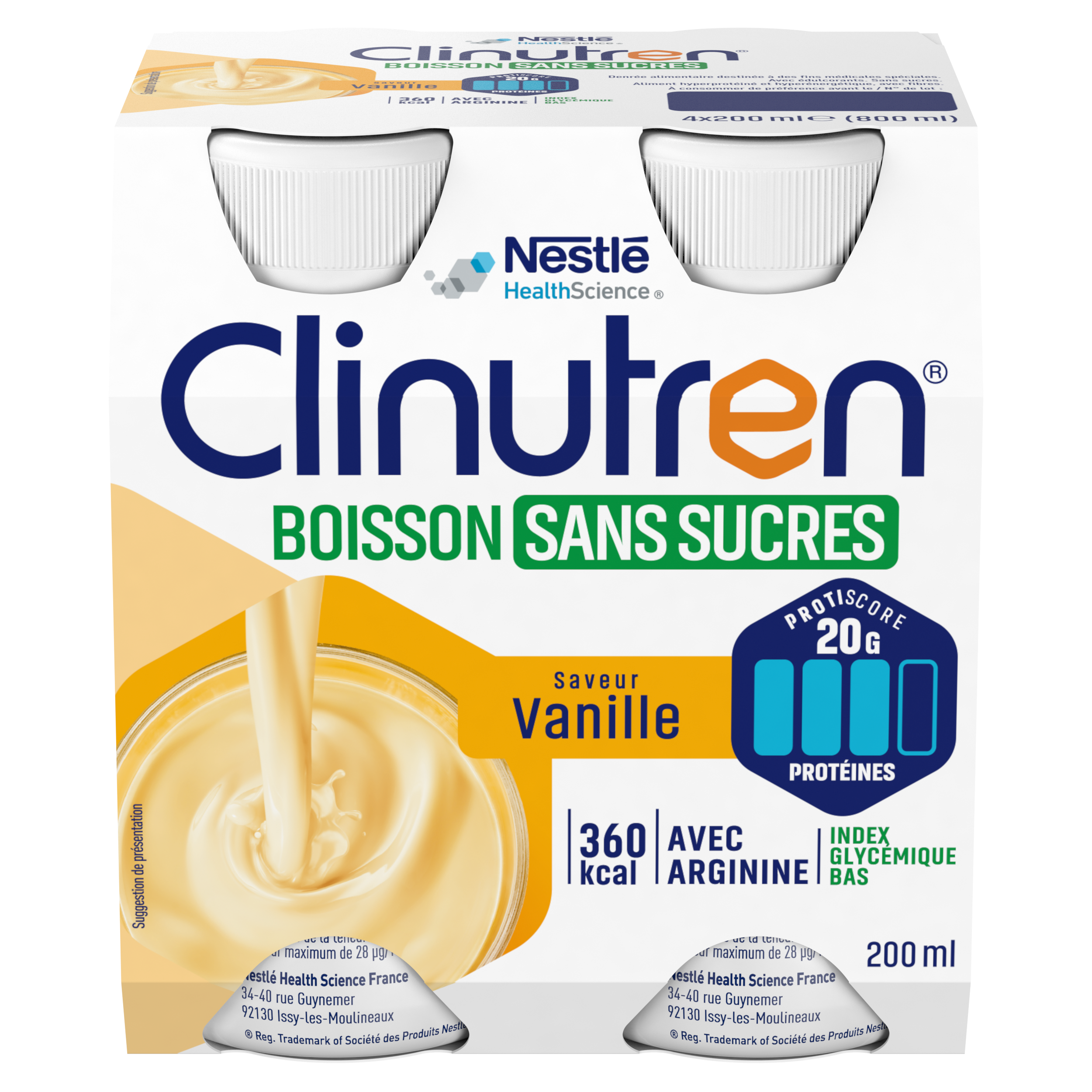 Clinutren Boisson sans sucres Vanille Nestlé - 4 bouteilles de 200ml