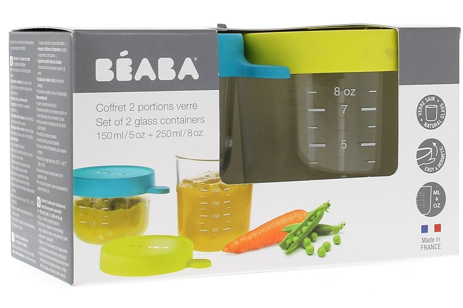 Coffret 2 pots de conservation en verre 150 ml + 250 ml de Béaba