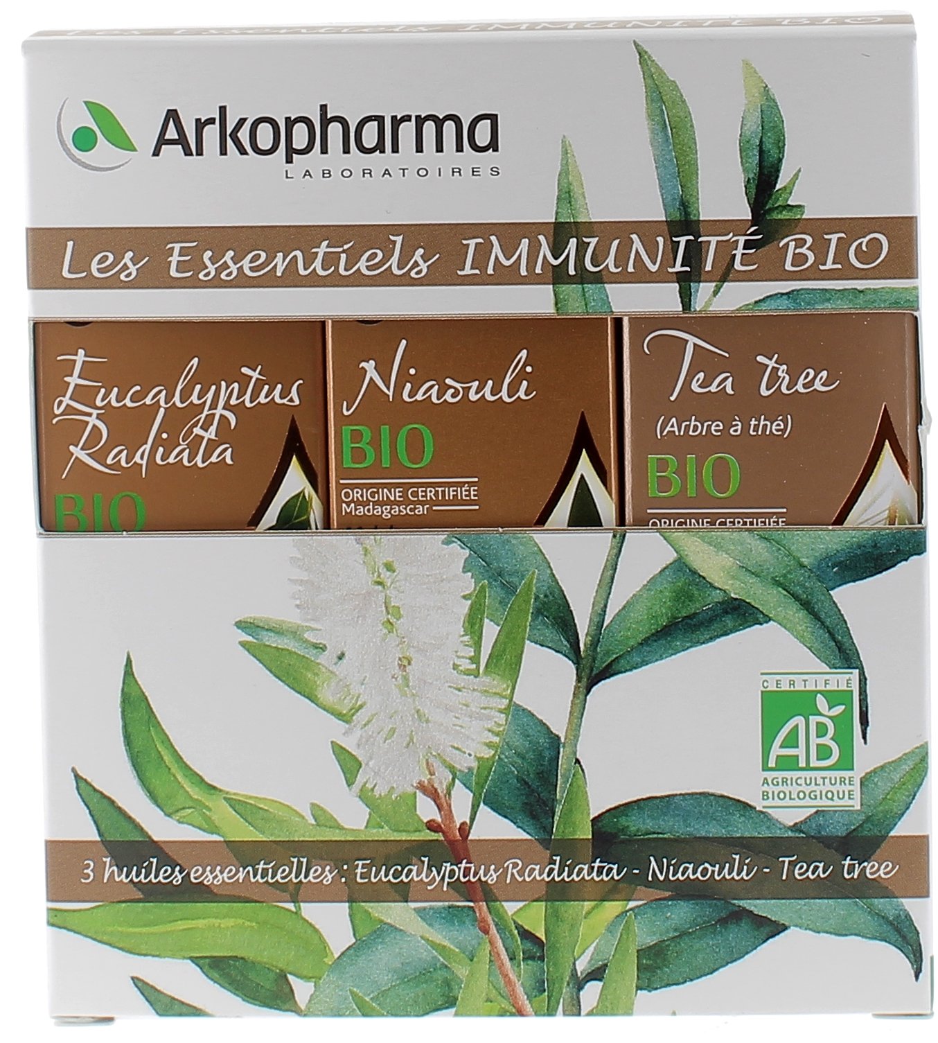 Coffret huiles essentielles immunité bio Arkopharma - lot de 3 flacons de 10 ml