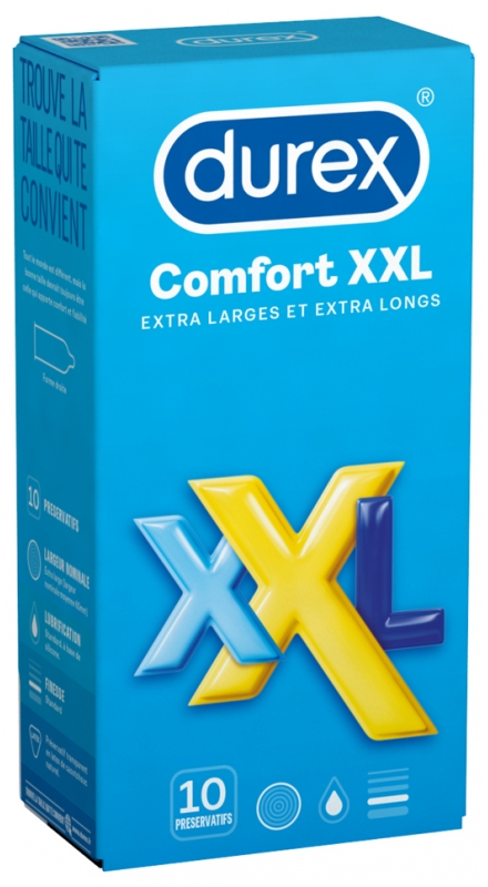 Comfort XXL Préservatifs extra larges et extra longs Durex - boîte de 10 préservatifs
