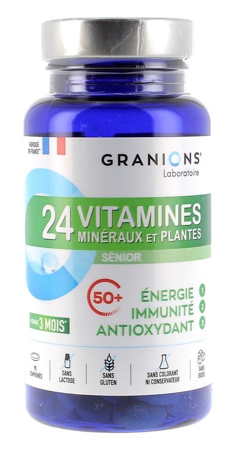 24 vitamines minéraux et plantes sénior Granions - boite de 90 comprimés