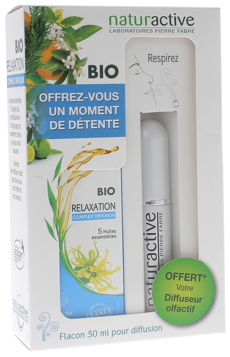 Complex' Diffusion relaxation bio 30 ml + diffuseur olfactif offert Naturactive - boîte contenant 2 produits