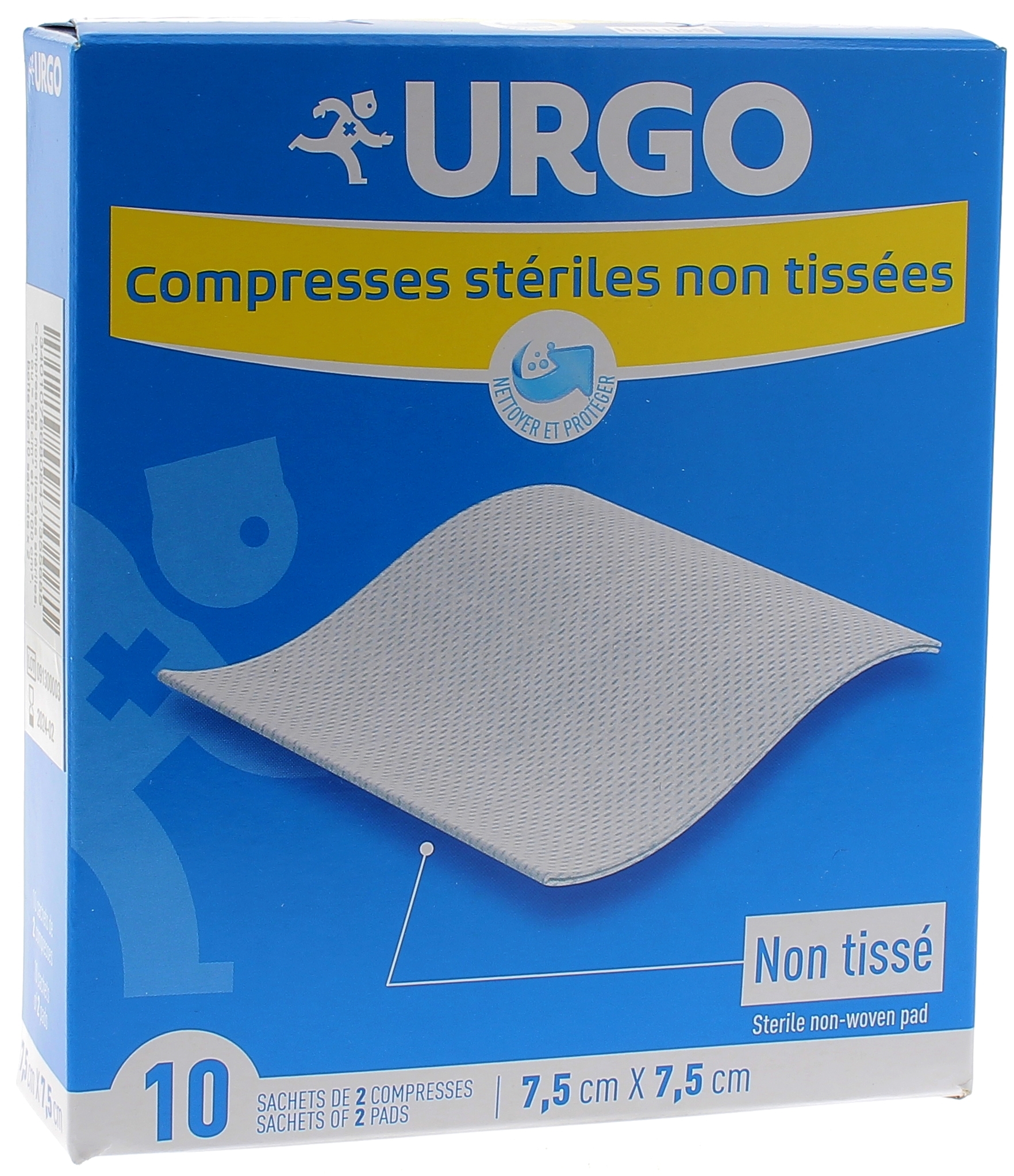 Compresses stériles non tissé Urgo, 10 sachets de 2 compresses 7,5 x 7,5 cm Compresses stériles non tissé Urgo, 10 sachets de 2 compresses 7,5 x 7,5 cm