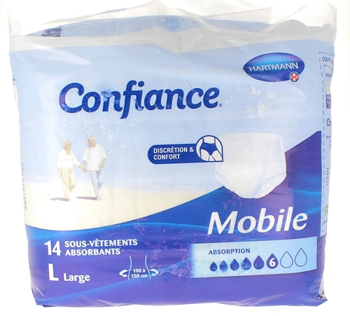 Confiance mobile absorption 6 taille L - sachet de 14 sous-vêtements absorbants