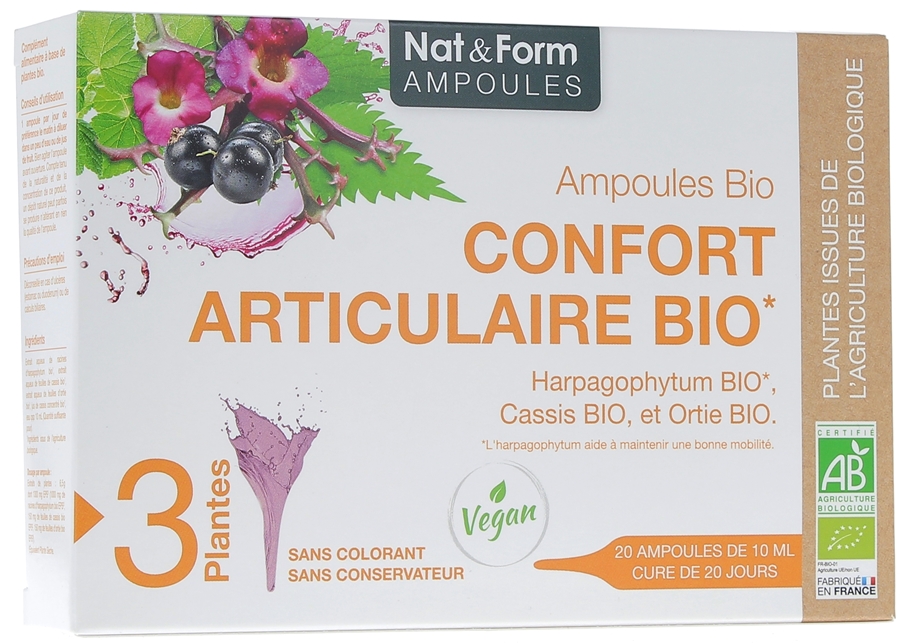 Confort articulaire Bio Nat&Form - boite de 20 ampoules