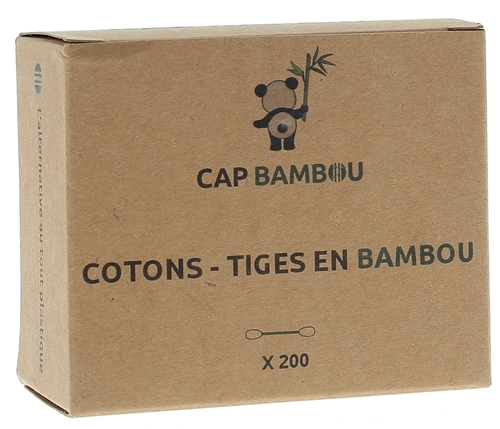 Cotons tiges en bambou Cap Bambou - boîte de 200 cotons-tiges