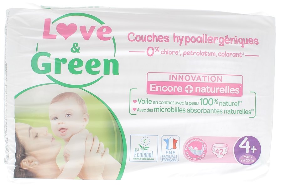 Couches hypoallergéniques taille 4 Love & Green